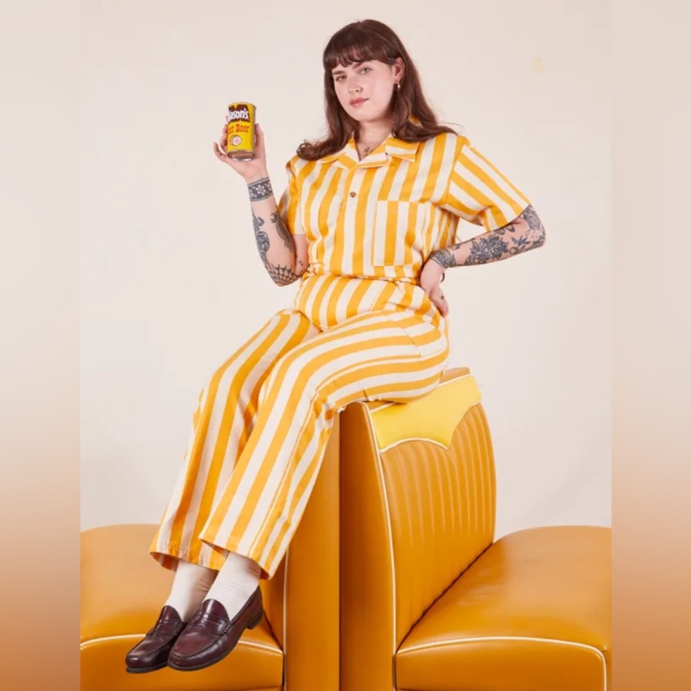 Big Bud Press Lemon Stripe Jumpsuit sz small